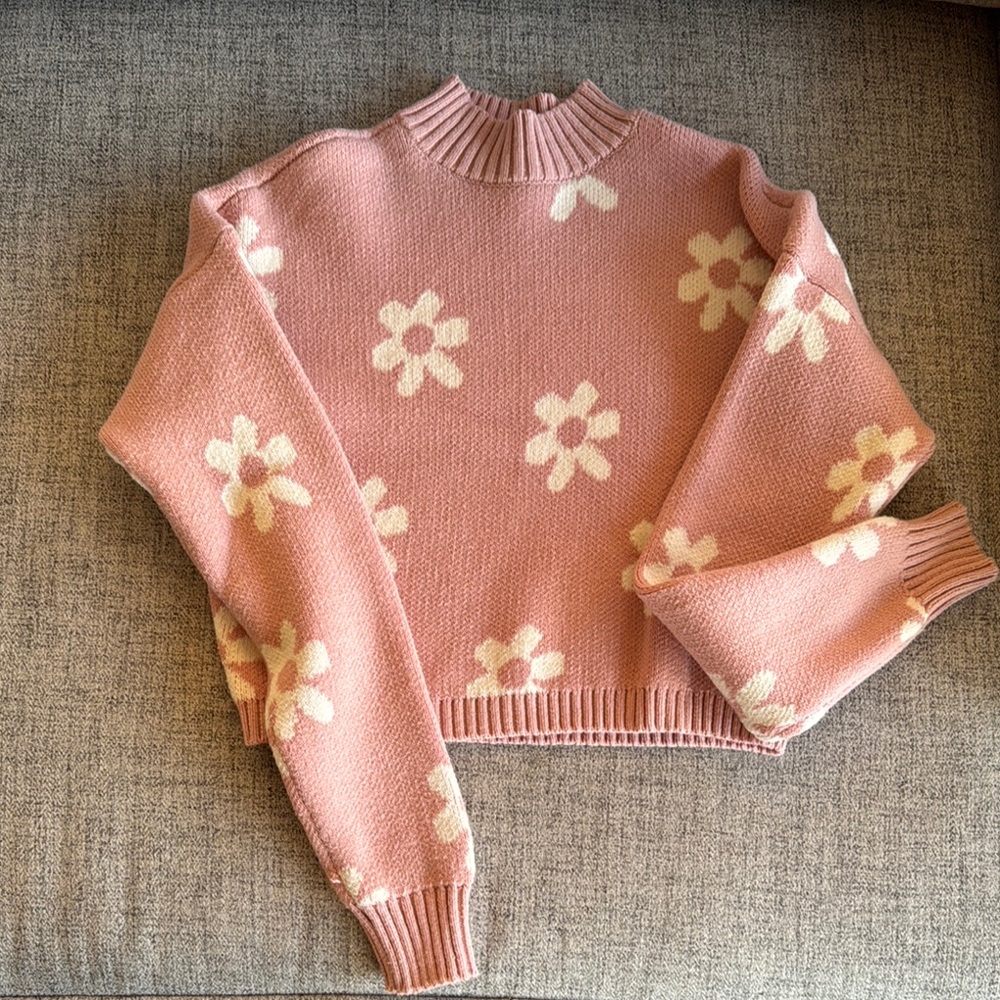Hollister Pink Floral Crewneck Sweater